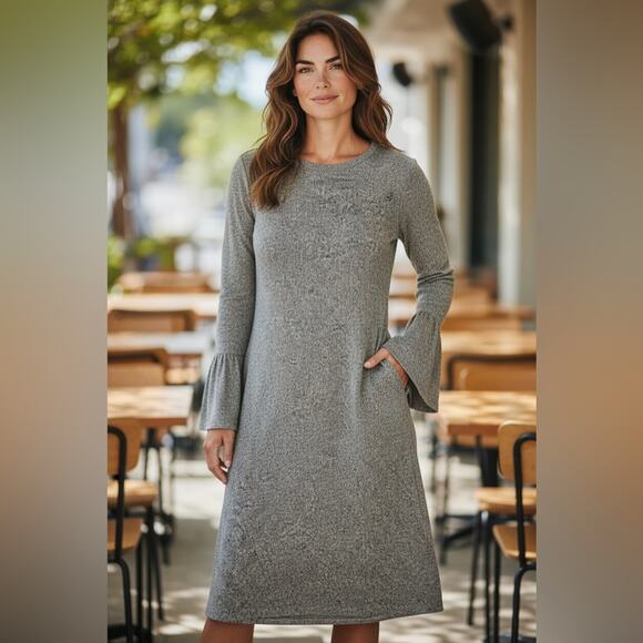 White House Black Market Dresses & Skirts - White House Black Market Bowback Sweater Knit Shift Dress Gray Size XXS